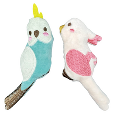 Nice u 毛樂趣 小鳥貓草玩偶 藍鳥(17x8x3cm) + 紅鳥(15x9x3cm) 貓玩具, 藍鳥 + 紅鳥, 2個