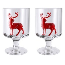 프렌치마르스 사슴 클래식 스탠드 유리컵 고블렛잔 280ml CM300, 레드, 2개