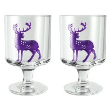 프렌치마르스 사슴 클래식 스탠드 유리컵 고블렛잔 280ml CM300, 퍼플, 2개