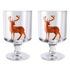 프렌치마르스 사슴 클래식 스탠드 유리컵 고블렛잔 280ml CM300, 카라멜, 2개