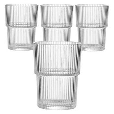 잇어스 플리츠 스택 유리컵 380ml, 4개