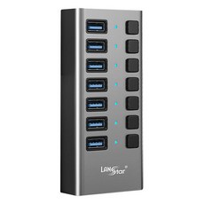 LAN Star USB集線器 3.0 連接埠擴充 高速充電 防過電流 支援獨立開關 LS-UH307, 黑色, 1個