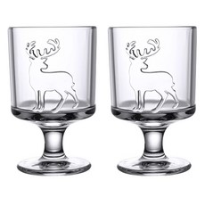 프렌치마르스 사슴 클래식 스탠드 유리컵 고블렛잔 280ml CM300, 투명, 2개