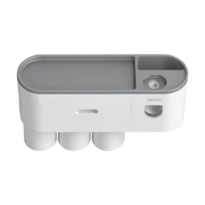 拍平方 三口牙刷收納架 抽屉款, 灰色 ABS+磁鐵材質, 單一顏色, 1個