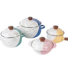 Ardin France Essential IH電磁爐琺瑯料理鍋具4件組, 1套, 單柄鍋 18cm + 雙耳鍋 20cm + 雙耳鍋 24cm + 火鍋 22cm, 混合色