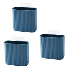 PEONIST 免鑽孔多用途浴室層架收納盒, 藍色, 3個