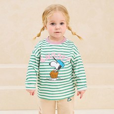 milkmile Peanuts幼童款史努比外野手條紋T恤