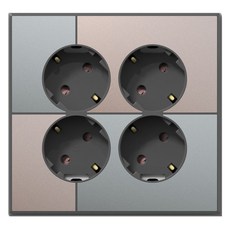 TILINS 接地插座 4孔 45度 綠米色 + 框架 深灰色, 1個