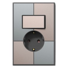 TILINS 綠米色開關 1孔插座 綠米色 + 深灰色, 1個