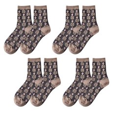소니오 여성용 엔틱 패턴 패션 양말 4켤레 세트