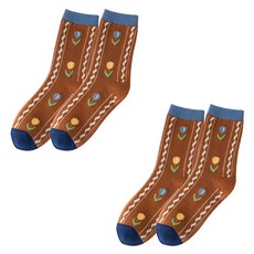 소니오 여성용 코튼 블루밍 패션 양말 2켤레 세트