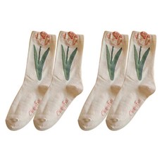 소니오 여성용 로맨틱 튤립 패션 양말 2켤레 세트