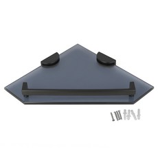 強化玻璃轉角置物架, 黑色, 1個