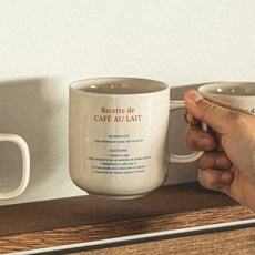 COZY TABLE La Ceramique 食譜字樣復古馬克杯 380ml, 1個, 辣椒紅