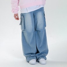 JCB 青少年寬鬆闊腿工裝水洗牛仔褲 U144