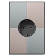 TILINS 接地1孔插座 綠米色 + 深灰色, 1個