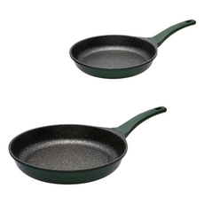 GENIAL Hestia IH 電磁爐平底鍋 E款 2件組, 1套, 平底鍋 28cm + 26cm, 深綠色