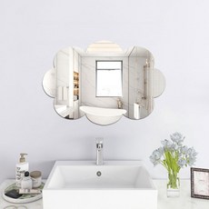 Librica 黏貼式壓克力浴室廁所牆面裝飾鏡 雲朵, 銀色