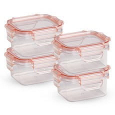 Chef's Ware Full Tritan長方形保鮮盒 粉紅色, 4個, 保鮮盒 185ml