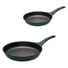 GENIAL Hestia IH電磁爐平底鍋D款2件組, 1套, 深綠色, 平底鍋 30cm + 26cm