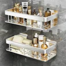 셀리빙 무타공 욕실 선반, 2개, 실버