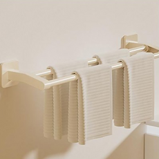 Sel-living 免鑽孔雙層浴室毛巾架, 奶油色, 1個