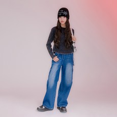 applepink 寬鬆闊腿無彈力工裝褲 U112