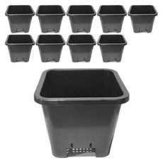 에코스퀘어 포트 플라스틱 사각 화분, 10개, 블랙