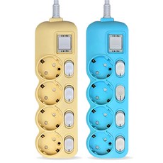 에코파워탭 국내 제조 개별 과부하차단 멀티탭 4구 2종 세트, 크림바닐라, 블루슈팅스타, 1세트, 2m