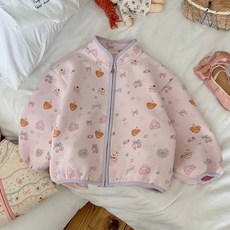 스타빈 여아용 큐트 곰패턴 집업 점퍼