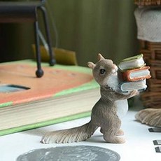 Homeflow 精緻庭園裝飾 搬書的可愛松鼠雕像, 棕色