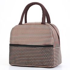 B2WIN Binbuck 便當袋 2層收納, 棕色條紋, 1個