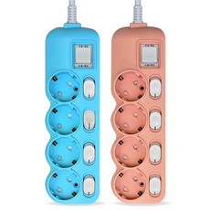 에코파워탭 국내 제조 개별 과부하차단 멀티탭 4구 2종 세트, 블루슈팅스타 + 스트로베리핑크, 1세트, 40cm