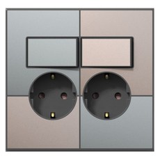 TILINS 開關插座 2孔 綠米色 深灰色 框架, 1個