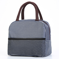 B2WIN Binbuck 便當袋 2層收納, 海軍藍條紋, 1個