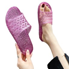 몬드스팟 PVC 글리터 젤리 욕실 사무실 슬리퍼 YY57741, 핑크, 1개