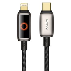 Mcdodo 麥多多 Type-C轉8-pin Halo系列 自動斷電 PD快速充電線, 黑色, 1個