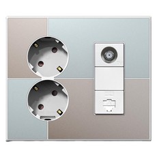 TILINS Gallery 整合式插座 2孔 + CATV 2路 + RJ45 1孔 米色薄荷, 1個