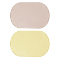 Begin to All 可水洗矽膠餐墊兩件組, 39 x 26.5 cm, 1套, 灰粉色, 乳黃色