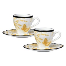 구찌 하바리움 커피잔 & 소서 2인조 세트, 옐로우, 1세트