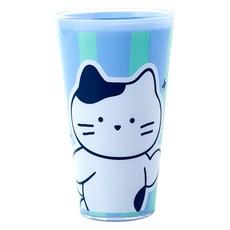 BUTTERSHOP 塑膠牛奶貓咪杯 藍色 600ml, 1個, 1入