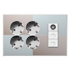 TILINS Gallery系列 整合式插座 4孔 + CATV 2孔 + RJ45 2孔 米色薄荷, 1個