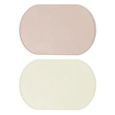 Begin to all 可水洗矽膠餐墊 2件組, 39 x 26.5 cm, 1套, 塵粉色, 奶油白