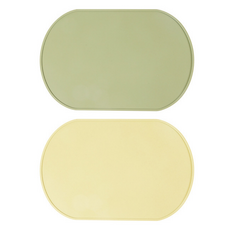 Begin to all 可水洗矽膠餐墊 2件組, 39 x 26.5 cm, 1套, 抹茶綠, 牛奶黃