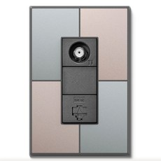 TILINS 通訊 CATV 2路 + RJ45 1孔 綠米色, 1個