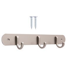 五金公園 牆壁衣架掛鉤 板式衣架 3鉤 + 安裝螺絲 2p 組, 1套, 銀色