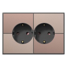 Gallery系列 接地雙孔橫式插座 棕金色, 1個