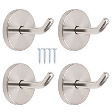 철물파크 스테인레스 스틸 돌출걸이 소 50mm 4개입 + 설치피스 세트, 실버, 1세트