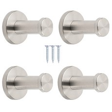 철물파크 벽옷걸이 스테인레스 스틸 기둥걸이 4개입 + 설치피스 세트, 실버, 1세트