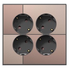 藝廊接地插座 4孔 45度 棕金色, 1個